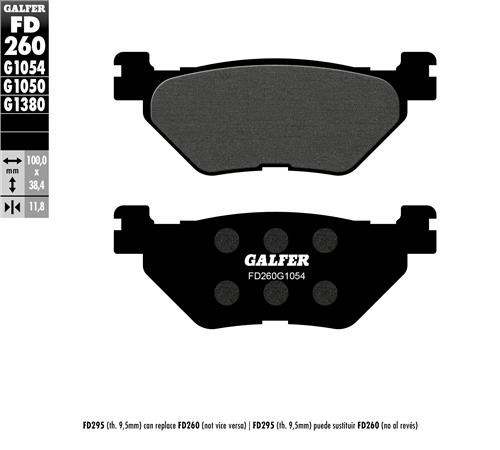 Galfer Тормозные колодки FD260 G1054 (can replace FD295 9.5 mm.)