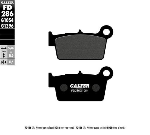 Galfer Тормозные колодки FD286 G1054 (can replace FD456 9.0 mm)