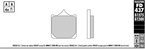Galfer Тормозные колодки FD437 G1375 (can repace FD262 7.5 mm)