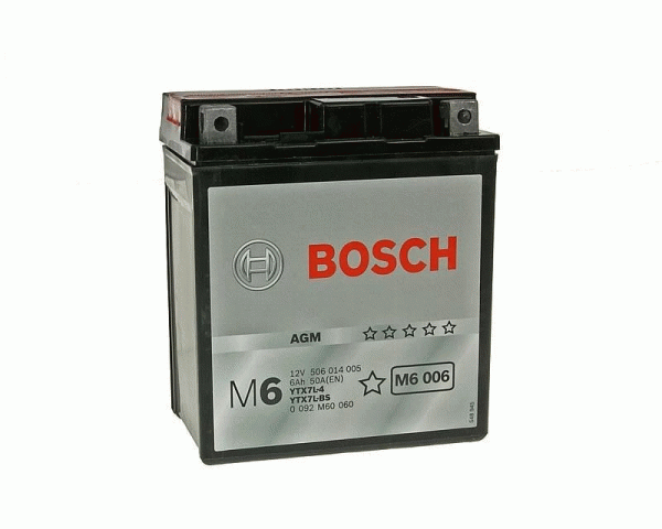 Bosch 0092M60060 аккумулятор необслуживаемый, аналог  YTX7L-BS , CT1207.1