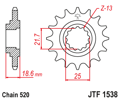 JTF1538,15 Звезда передняя 15 зубов