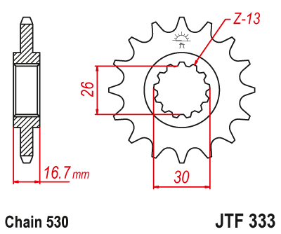 JTF333,16 Звезда передняя 16 зубов