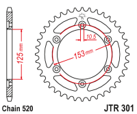 JTR301.45 Звезда задняя  45 зубов