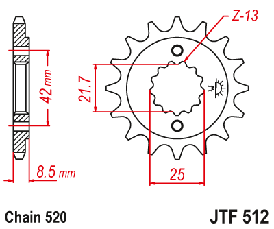 JTF512,17 Звезда передняя 17 зубов