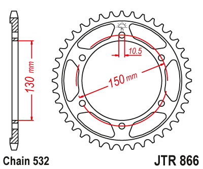 JTR866.38 Звезда задняя  38 зубов