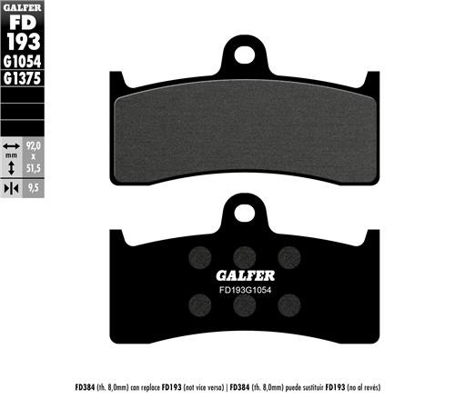 Galfer Тормозные колодки FD193 G1054 (can replace FD384 8mm.)